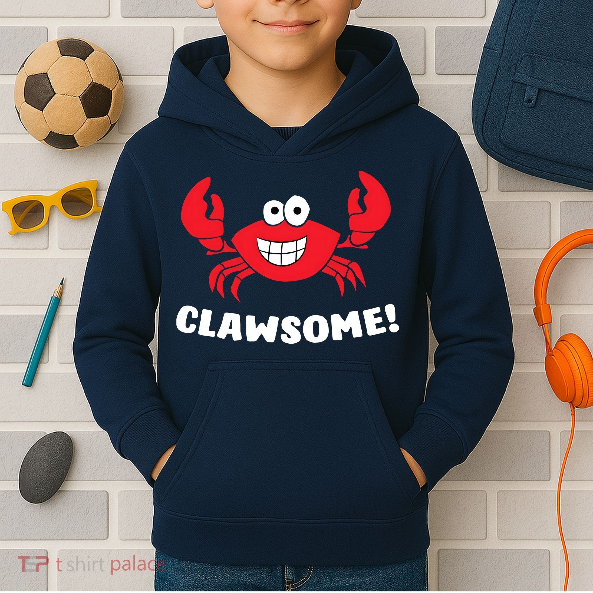 Funny Lobster Clawsome Sea Crab Cartoon Lobster Kids Hoodie