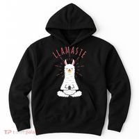 Funny Llama Do Yoga Llamaste Namaste Funny Yoga Meditation Hoodie thumb 0