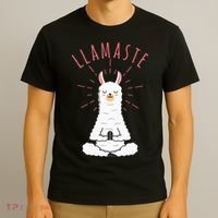 Funny Llama Do Yoga Llamaste Namaste Funny Yoga Meditation T-Shirt thumb 3