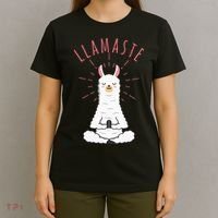 Funny Llama Do Yoga Llamaste Namaste Funny Yoga Meditation T-Shirt thumb 4