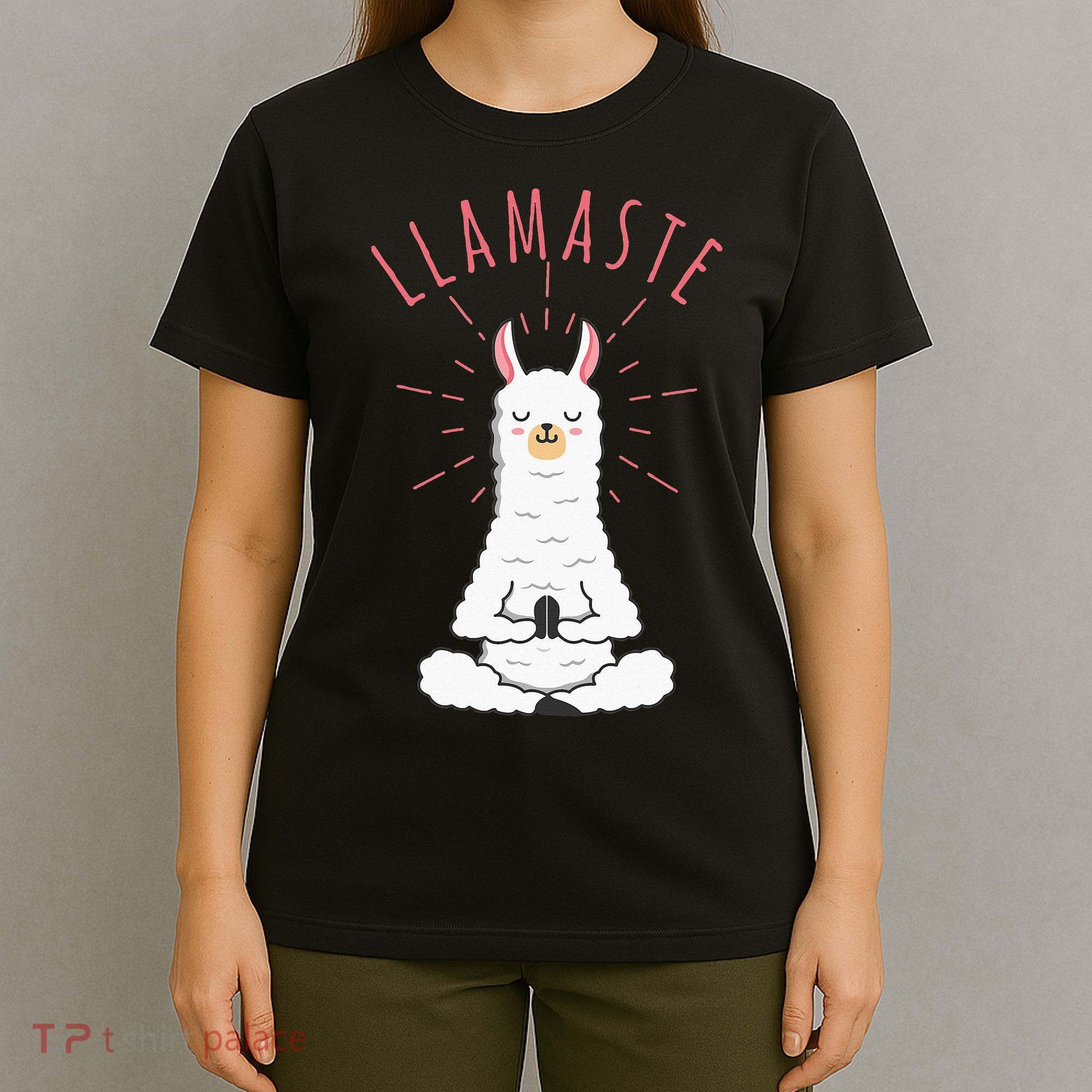 Funny Llama Do Yoga Llamaste Namaste Funny Yoga Meditation T-Shirt