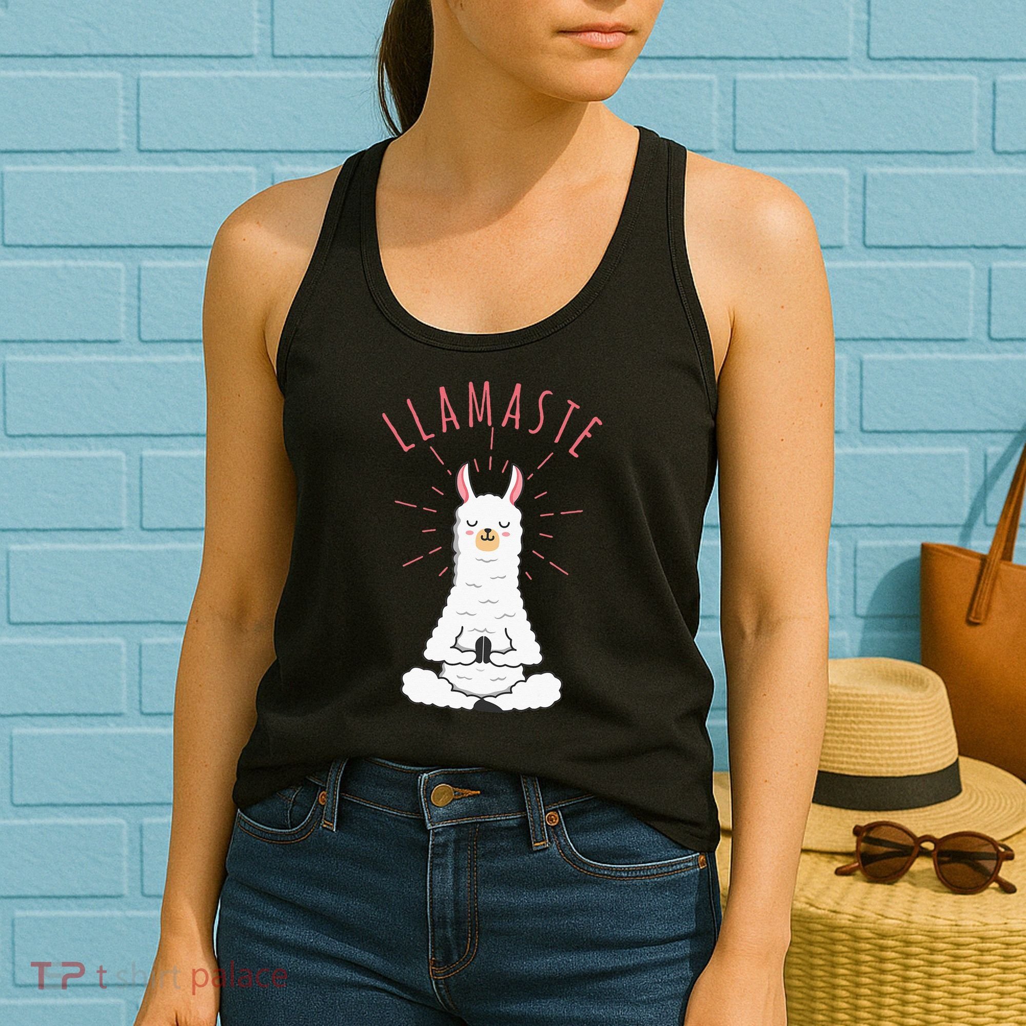 Funny Llama Do Yoga Llamaste Namaste Funny Yoga Meditation Women's Tank Top