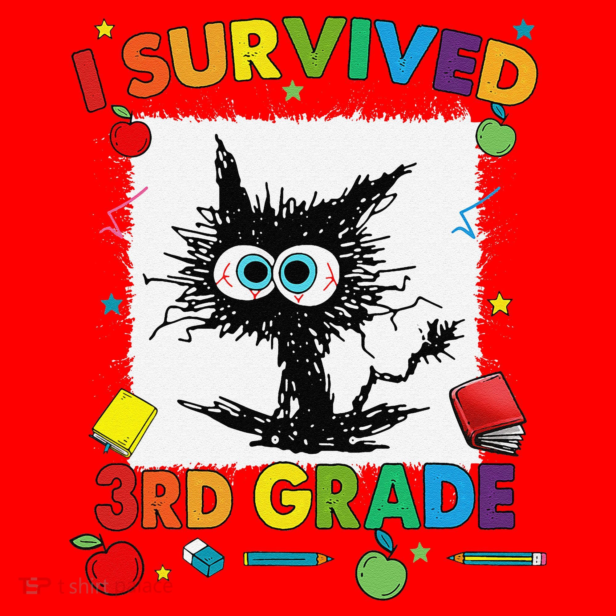 Funny Last Day Of Third 3rd Grade I Survived Third 3rd Grade Santa Hat