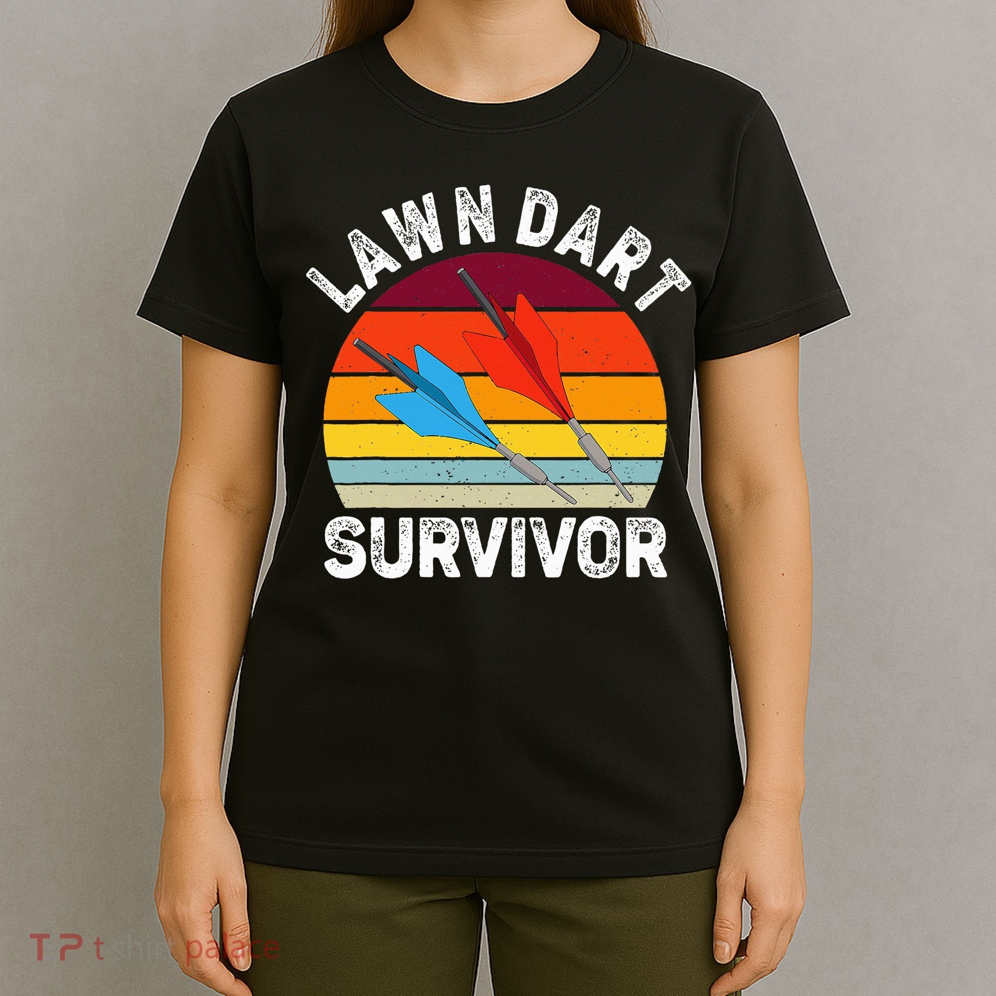 Funny Lawn Dart Survivor Retro Vintage Yard Darts Women T-Shirt