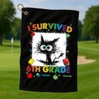 Funny Last Day Of Sixth 6Th Grade I Survived Sixth 6Th Grade Gift Golf Towel thumb 1