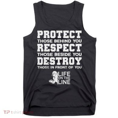 Football Lineman Design Protect Respect Destroy Motto Tank Top