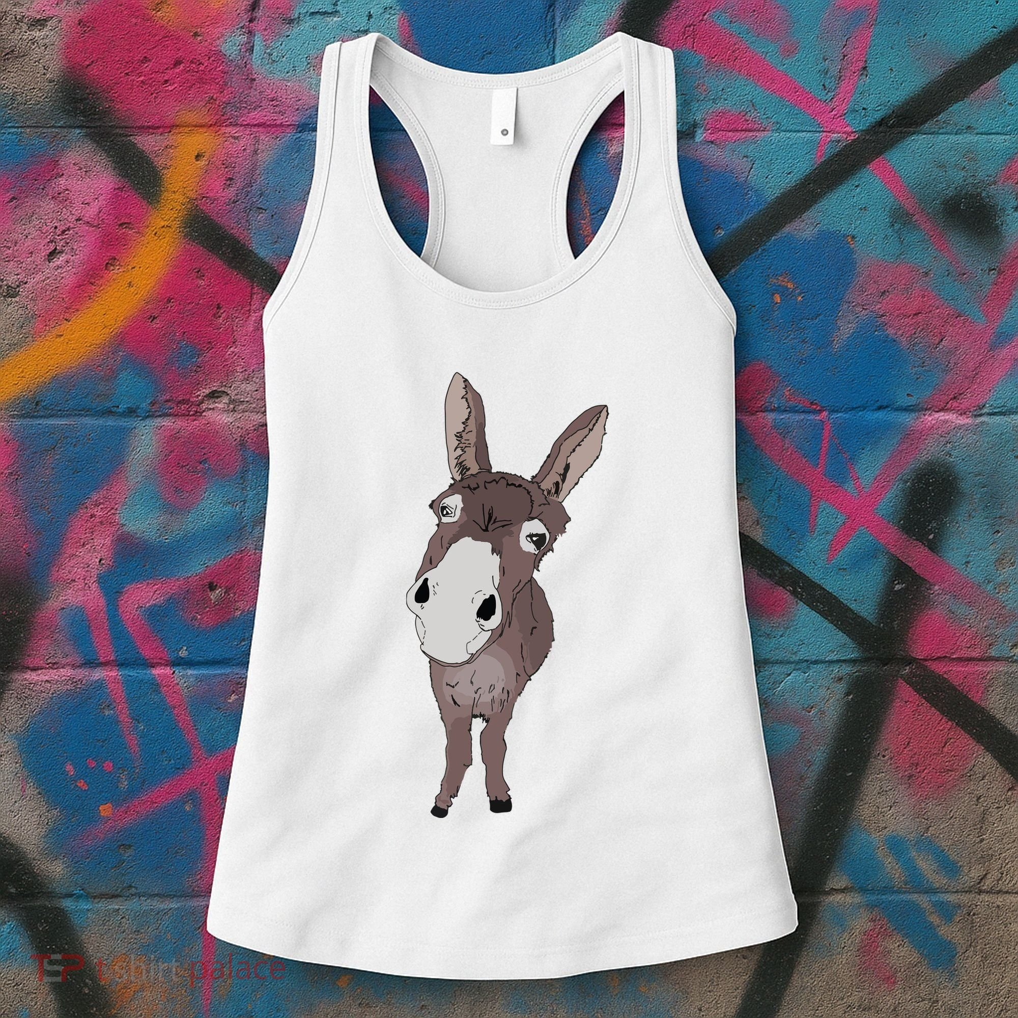 Funny Looking Donkey Gift Idea For Cute Donkeys Horses Women's Tank Top
