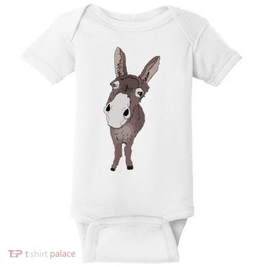Funny Looking Donkey Gift Idea For Cute Donkeys Horses Baby Bodysuit