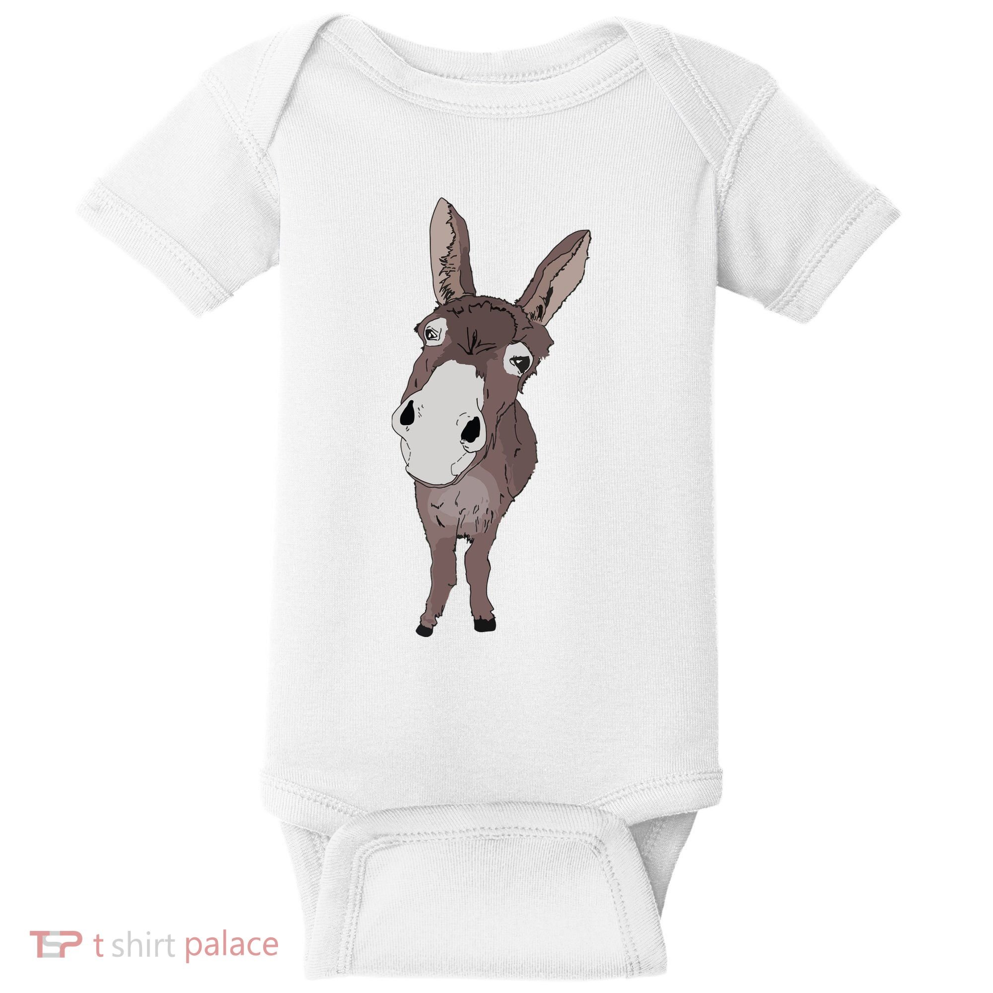 Funny Looking Donkey Gift Idea For Cute Donkeys Horses Baby Bodysuit