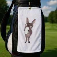Funny Looking Donkey Gift Idea For Cute Donkeys Horses Golf Towel thumb 2