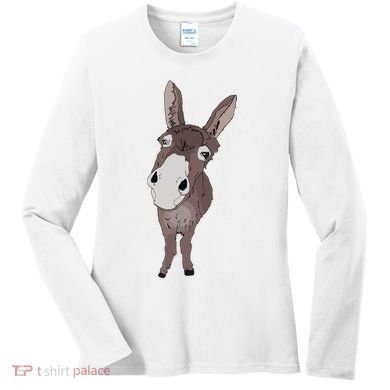 Funny Looking Donkey Gift Idea For Cute Donkeys Horses Women's Long Sleeve Shirt