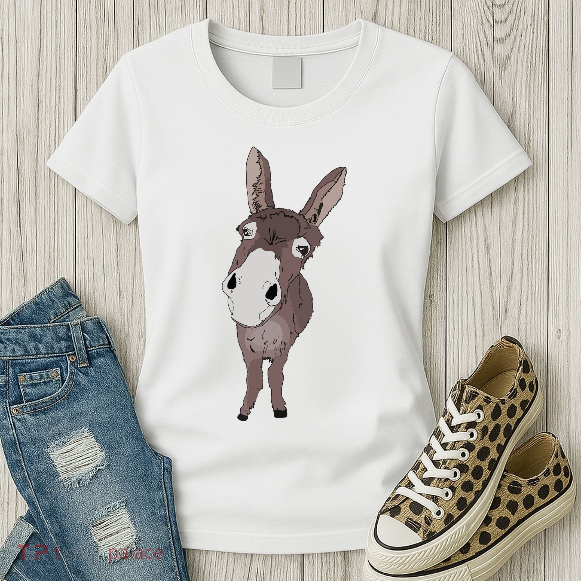 Funny Looking Donkey Gift Idea For Cute Donkeys Horses Women's T-Shirt