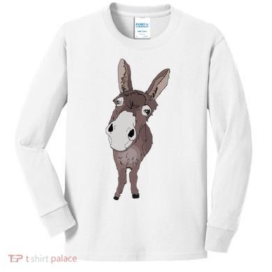 Funny Looking Donkey Gift Idea For Cute Donkeys Horses Kids Long Sleeve Shirt