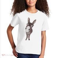 Funny Looking Donkey Gift Idea For Cute Donkeys Horses Kids T-Shirt thumb 2