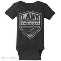 Funny Lawn Enforcement Officer Dad Lawn Mowing Baby Bodysuit thumb 0