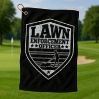 Funny Lawn Enforcement Officer Dad Lawn Mowing Golf Towel thumb 1