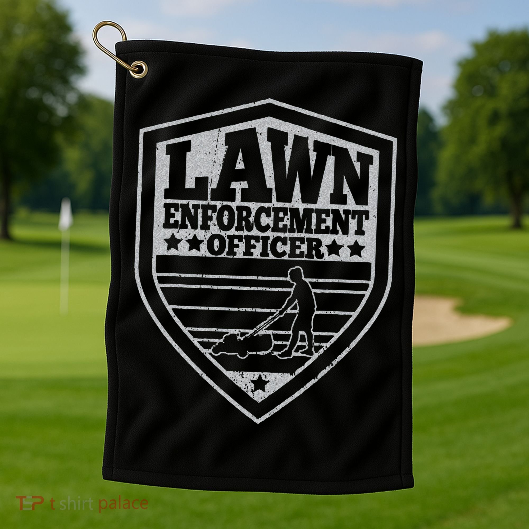 Funny Lawn Enforcement Officer Dad Lawn Mowing Golf Towel