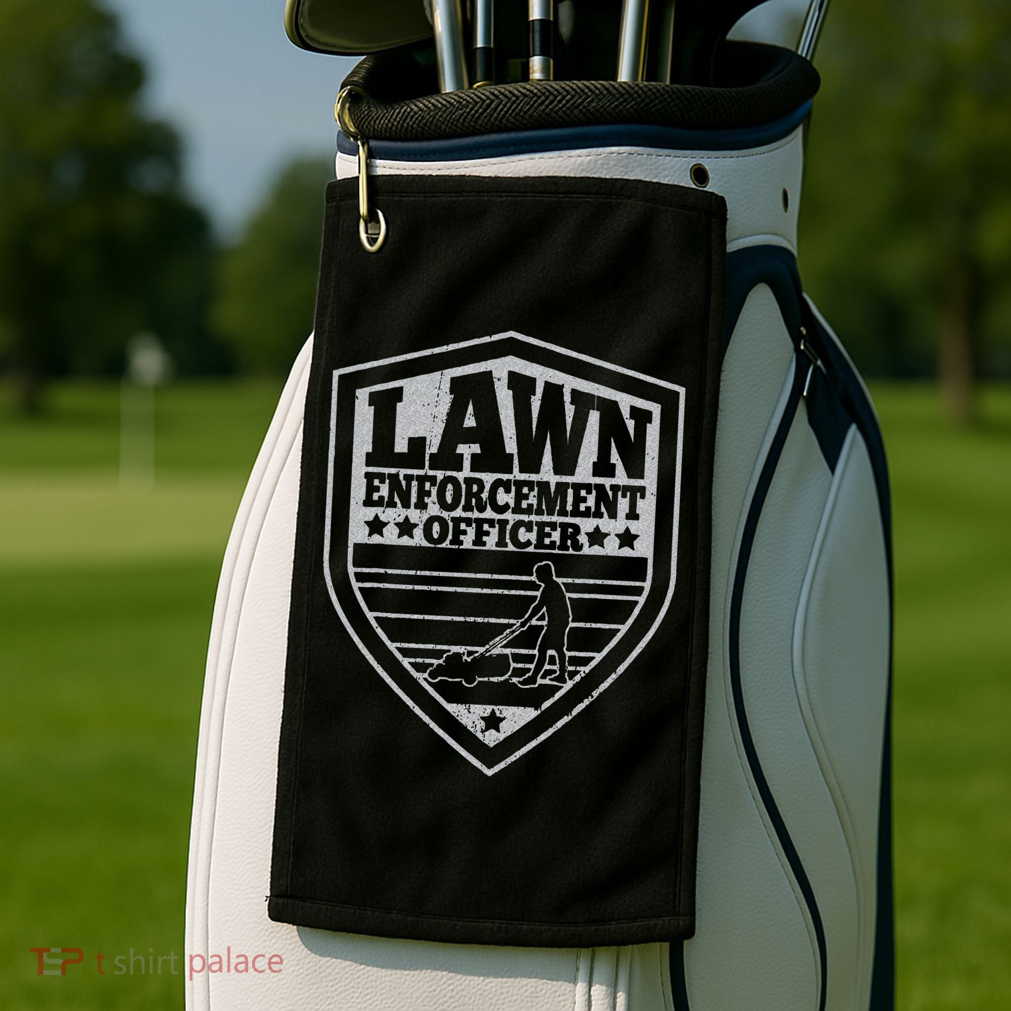 Funny Lawn Enforcement Officer Dad Lawn Mowing Golf Towel