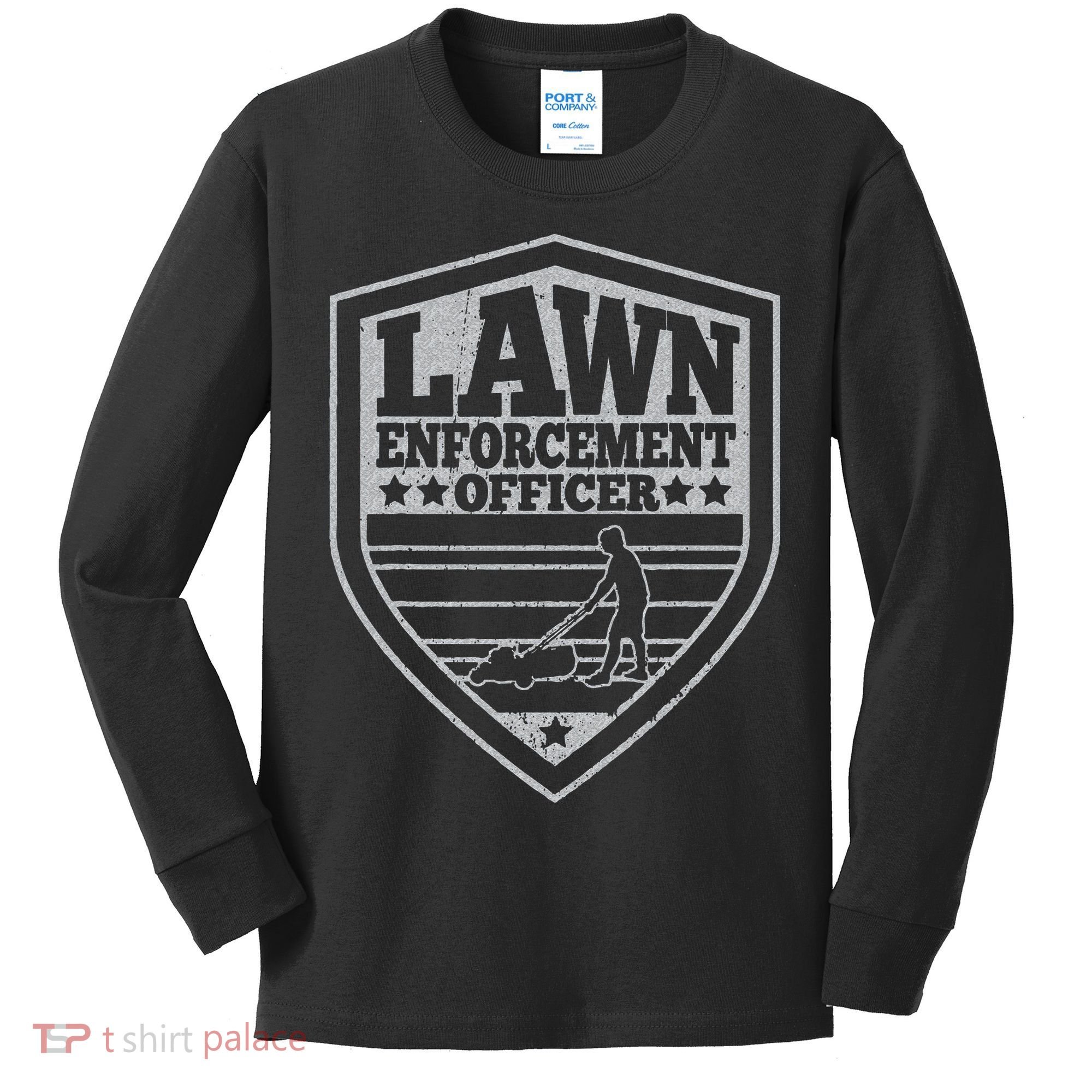 Funny Lawn Enforcement Officer Dad Lawn Mowing Kids Long Sleeve Shirt
