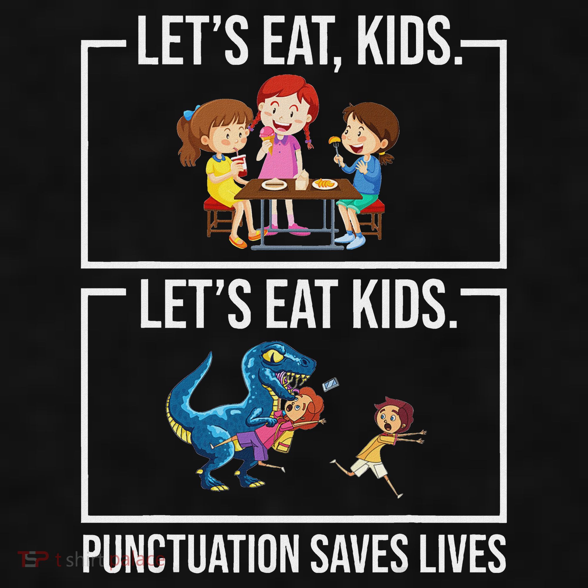 Funny Let's Eat Kids Punctuation Saves Lives Grammar Ladies PosiCharge Tri-Blend Wicking Tank