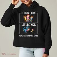 Funny Let's Eat Kids Punctuation Saves Lives Grammar Ladies Heavyweight Boxy Pullover Hoodie thumb 0