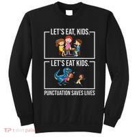 Funny Let's Eat Kids Punctuation Saves Lives Grammar Sweatshirt thumb 0