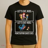Funny Let's Eat Kids Punctuation Saves Lives Grammar T-Shirt thumb 3