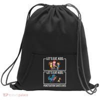 Funny Let's Eat Kids Punctuation Saves Lives Grammar Sweatshirt Cinch Pack Bag thumb 0