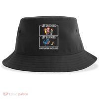 Funny Let's Eat Kids Punctuation Saves Lives Grammar Sustainable Bucket Hat thumb 0