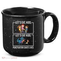 Funny Let's Eat Kids Punctuation Saves Lives Grammar 15oz Campfire Ceramic Mug thumb 0