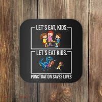 Funny Let's Eat Kids Punctuation Saves Lives Grammar Coaster thumb 0