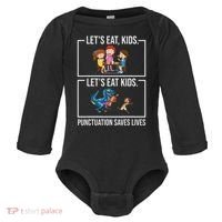 Funny Let's Eat Kids Punctuation Saves Lives Grammar Baby Long Sleeve Bodysuit thumb 0