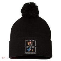 Funny Let's Eat Kids Punctuation Saves Lives Grammar Pom Pom 12in Knit Beanie thumb 0