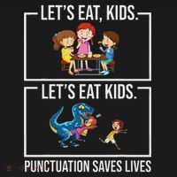Funny Let's Eat Kids Punctuation Saves Lives Grammar Pom Pom 12in Knit Beanie thumb 2