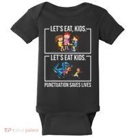 Funny Let's Eat Kids Punctuation Saves Lives Grammar Baby Bodysuit thumb 0