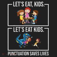 Funny Let's Eat Kids Punctuation Saves Lives Grammar Sport-Tek Posi-UV Pro Polo thumb 2