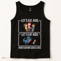 Funny Let's Eat Kids Punctuation Saves Lives Grammar Tank Top thumb 2