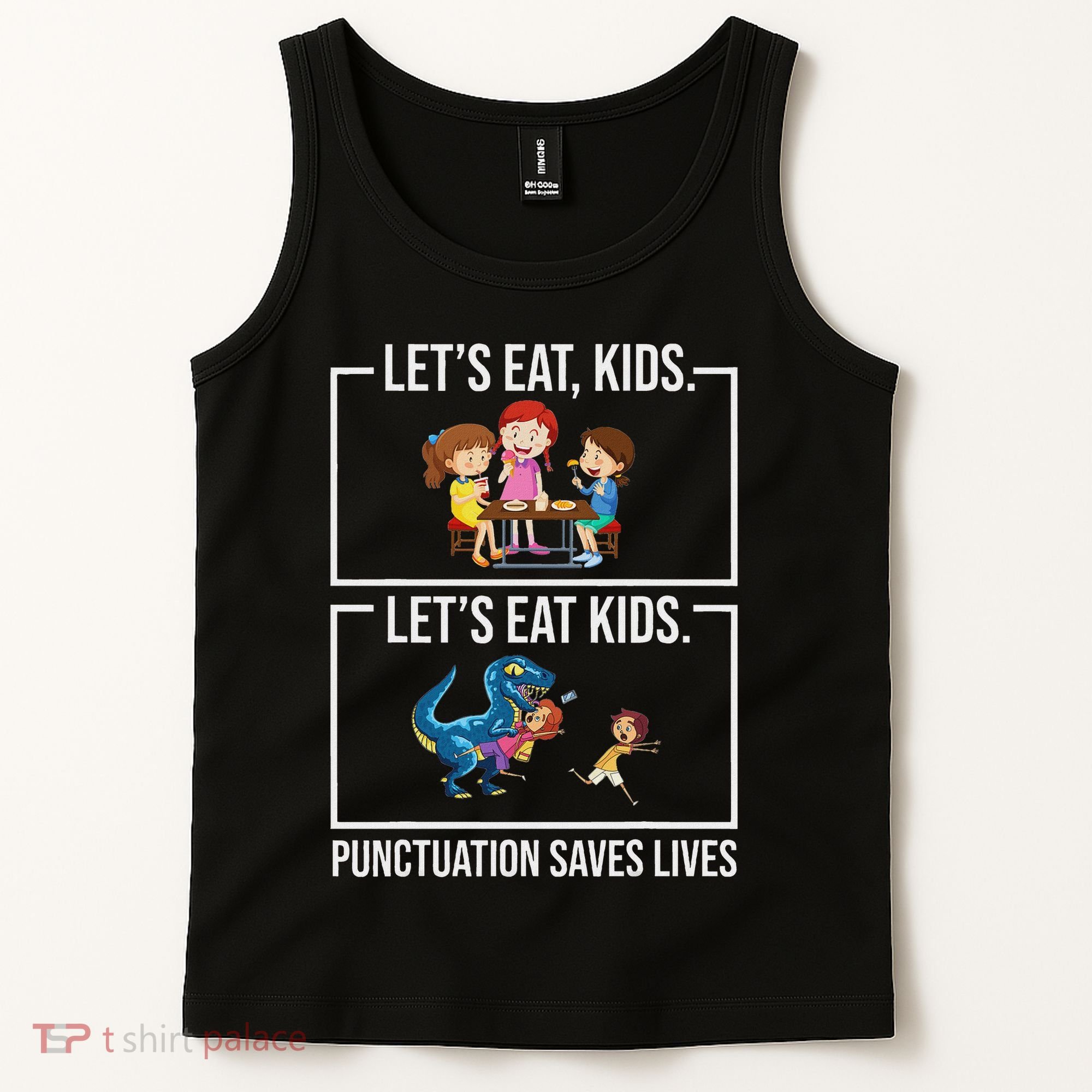 Funny Let's Eat Kids Punctuation Saves Lives Grammar Tank Top