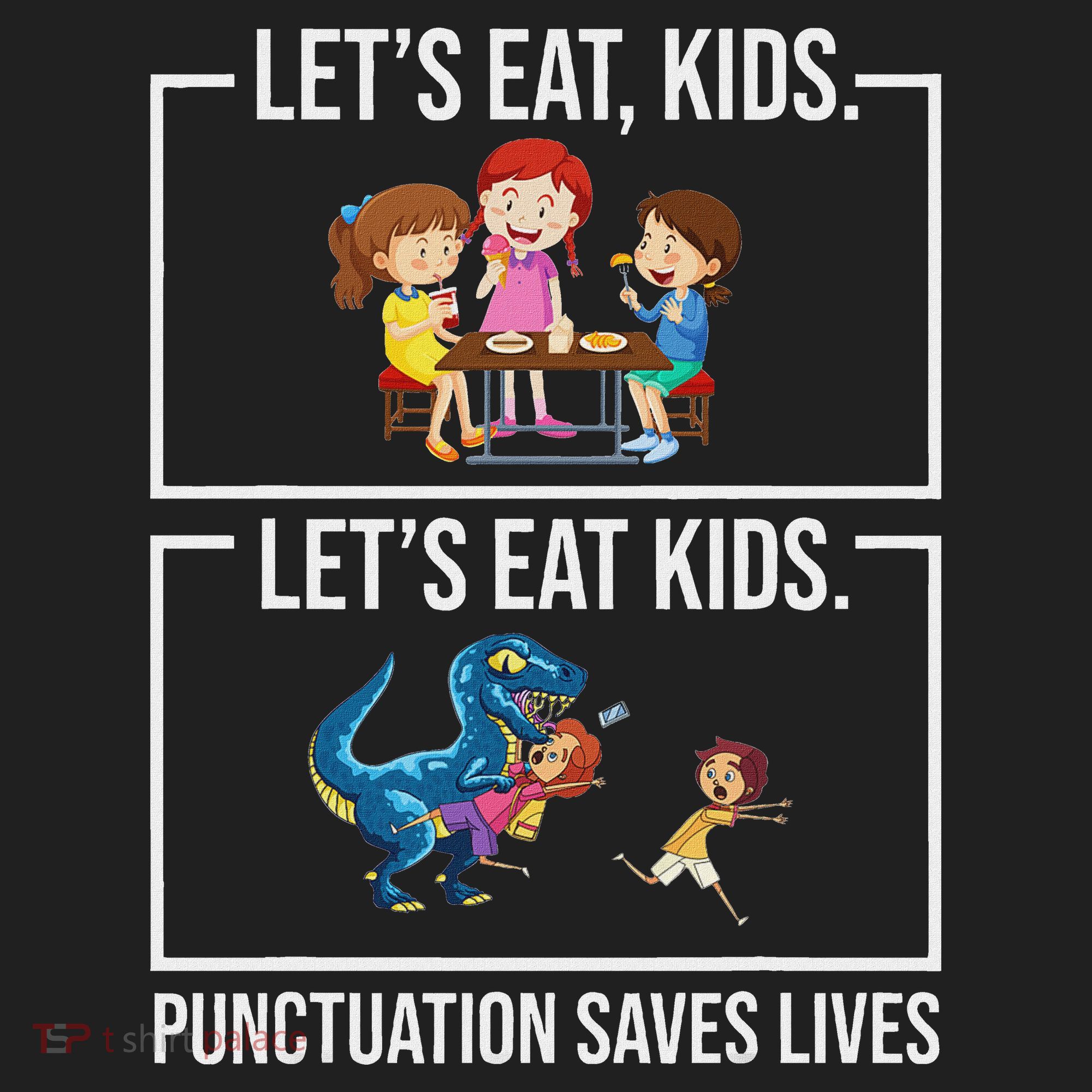 Funny Let's Eat Kids Punctuation Saves Lives Grammar Golf Towel