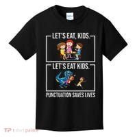 Funny Let's Eat Kids Punctuation Saves Lives Grammar Kids T-Shirt thumb 0