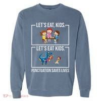 Funny Let's Eat Kids Punctuation Saves Lives Grammar Garment-Dyed Sweatshirt thumb 0
