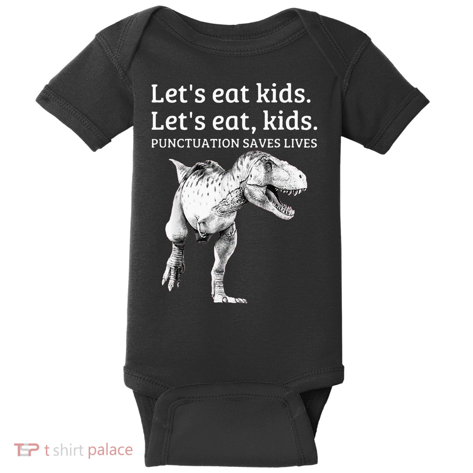 Funny Lets Eat Punctuation Saves Lives Grammar Baby Bodysuit