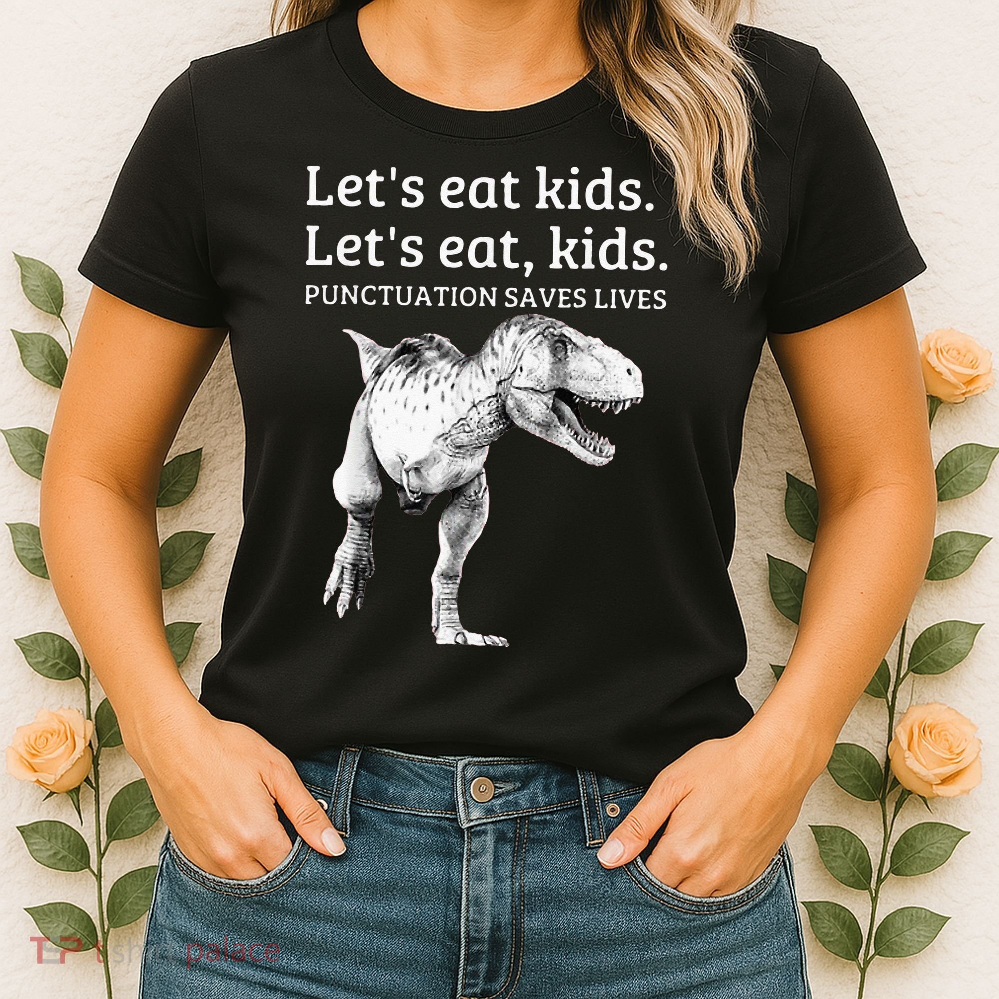 Funny Lets Eat Punctuation Saves Lives Grammar Women's T-Shirt