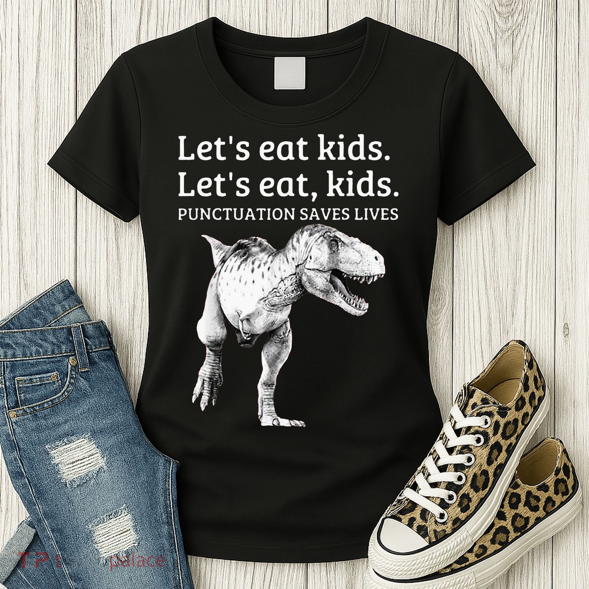 Funny Lets Eat Punctuation Saves Lives Grammar Women's T-Shirt