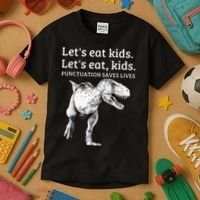 Funny Lets Eat Punctuation Saves Lives Grammar Kids T-Shirt thumb 3