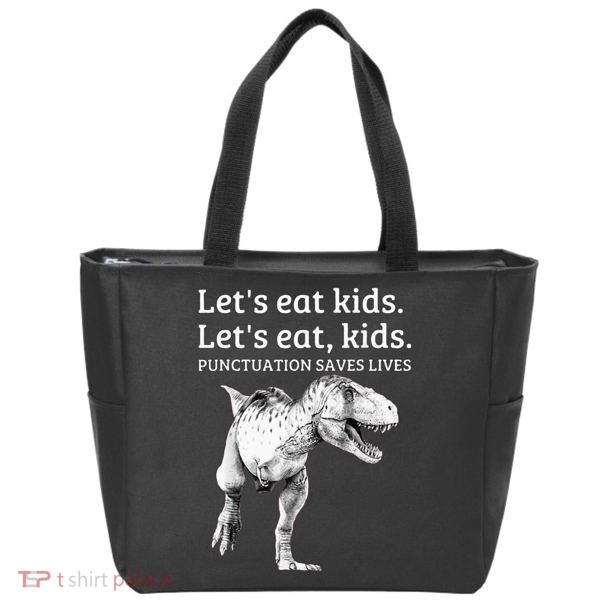 Funny Lets Eat Punctuation Saves Lives Grammar Tote Bag