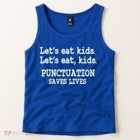Funny Let's Eat Kids Punctuation Saves Lives Teacher Cute Gift Tank Top thumb 2