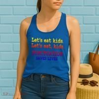 Funny Let's Eat Kids Punctuation Saves Lives Teacher Gift Women's Tank Top thumb 2