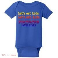 Funny Let's Eat Kids Punctuation Saves Lives Teacher Gift Baby Bodysuit thumb 0
