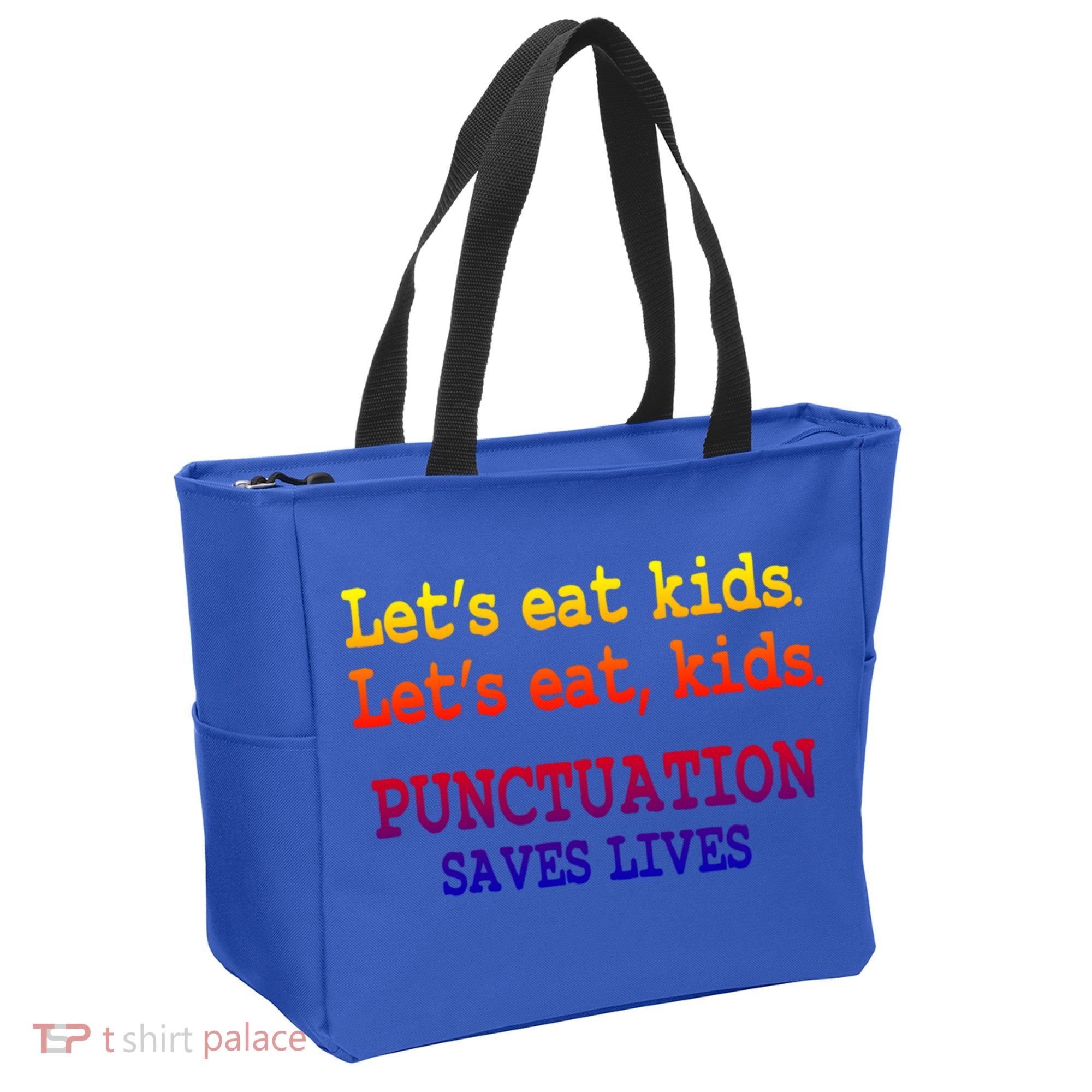 Funny Let's Eat Kids Punctuation Saves Lives Teacher Gift Tote Bag